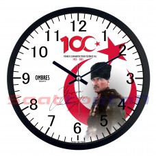 Ombres OWC216-B Türkiye Cumhuriyeti 100. Yıl Duvar Saati (30cm)