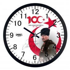 Ombres OWC216-B Türkiye Cumhuriyeti 100. Yıl Duvar Saati (30cm)
