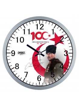 Ombres OWC216-S Türkiye Cumhuriyeti 100. Yıl Duvar Saati (30cm)